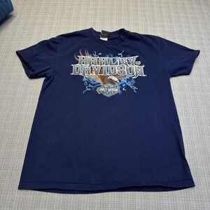 Harley Davidson T Shirt Mens Large Big Twin‎ Aruba Eagle Lightning Riding